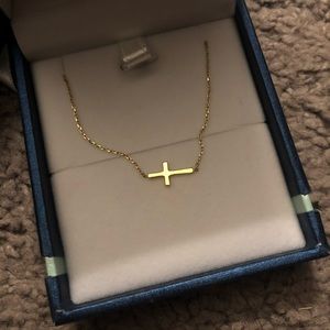 14k Solid Gold Bracelet Cross